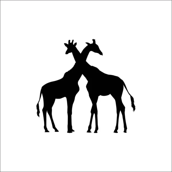 Ein Paar Giraffen Silhouette Für Logo Oder Graphic Design Element — Stockvektor
