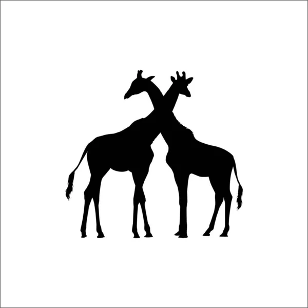 Par Silhueta Girafa Para Logotipo Elemento Design Gráfico Ilustração Vetorial — Vetor de Stock