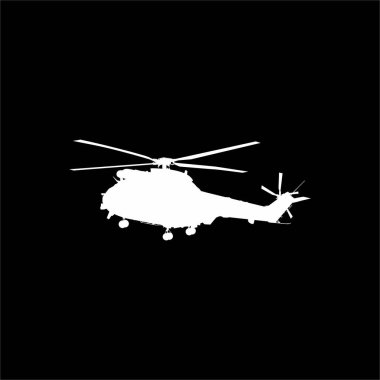 Logo veya Grafik Tasarım Elemanı için Helikopter Saldırısı (Askeri Araçlar) Silüeti. Vektör İllüstrasyonu  