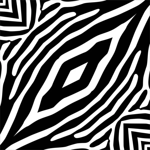 Negro Blanco Rayas Líneas Motivos Patrón Inspirado Cebra Decoración Para — Vector de stock