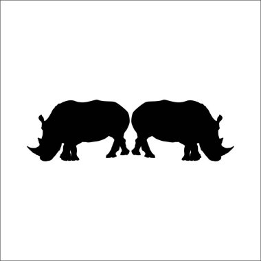 Logo ya da Grafik Tasarım Elementi için bir çift gergedan silueti. Vektör İllüstrasyonu