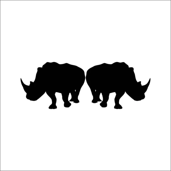 Une Paire Silhouette Rhinocéros Pour Logo Élément Graphique Illustration Vectorielle — Image vectorielle