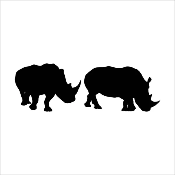 Une Paire Silhouette Rhinocéros Pour Logo Élément Graphique Illustration Vectorielle — Image vectorielle