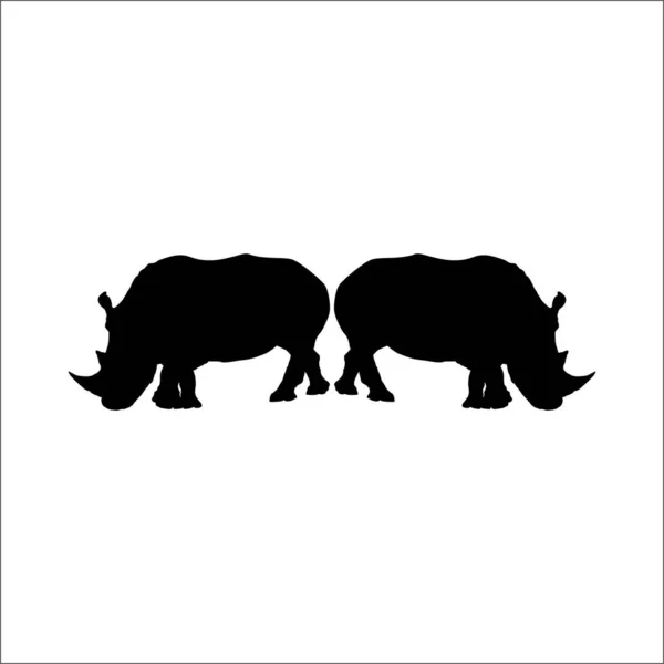 Logo ya da Grafik Tasarım Elementi için bir çift gergedan silueti. Vektör İllüstrasyonu