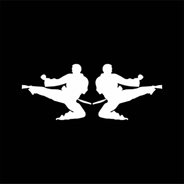 Silueta Bojového Umělce Kick Taekwondo Karate Pencak Silat Kungfu Pro — Stockový vektor
