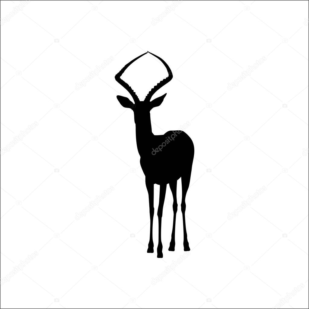 Antelope Silhouette for Logo or Graphic Design Element. Vector Illustration
