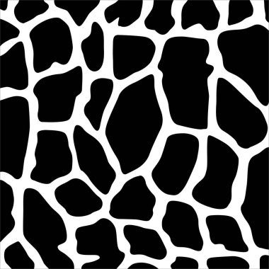 Siyah ve Beyaz Zürafa Motifleri. Hayvan Baskısı Serisi. Vektör İllüstrasyonu