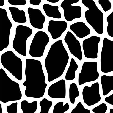 Siyah ve Beyaz Zürafa Motifleri. Hayvan Baskısı Serisi. Vektör İllüstrasyonu