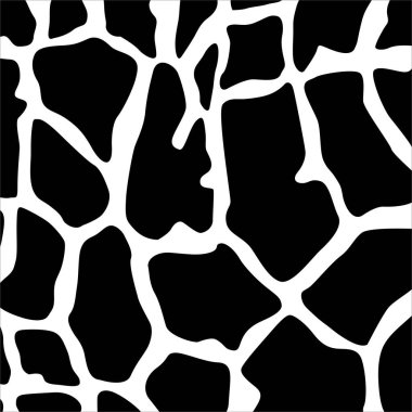 Siyah ve Beyaz Zürafa Motifleri. Hayvan Baskısı Serisi. Vektör İllüstrasyonu