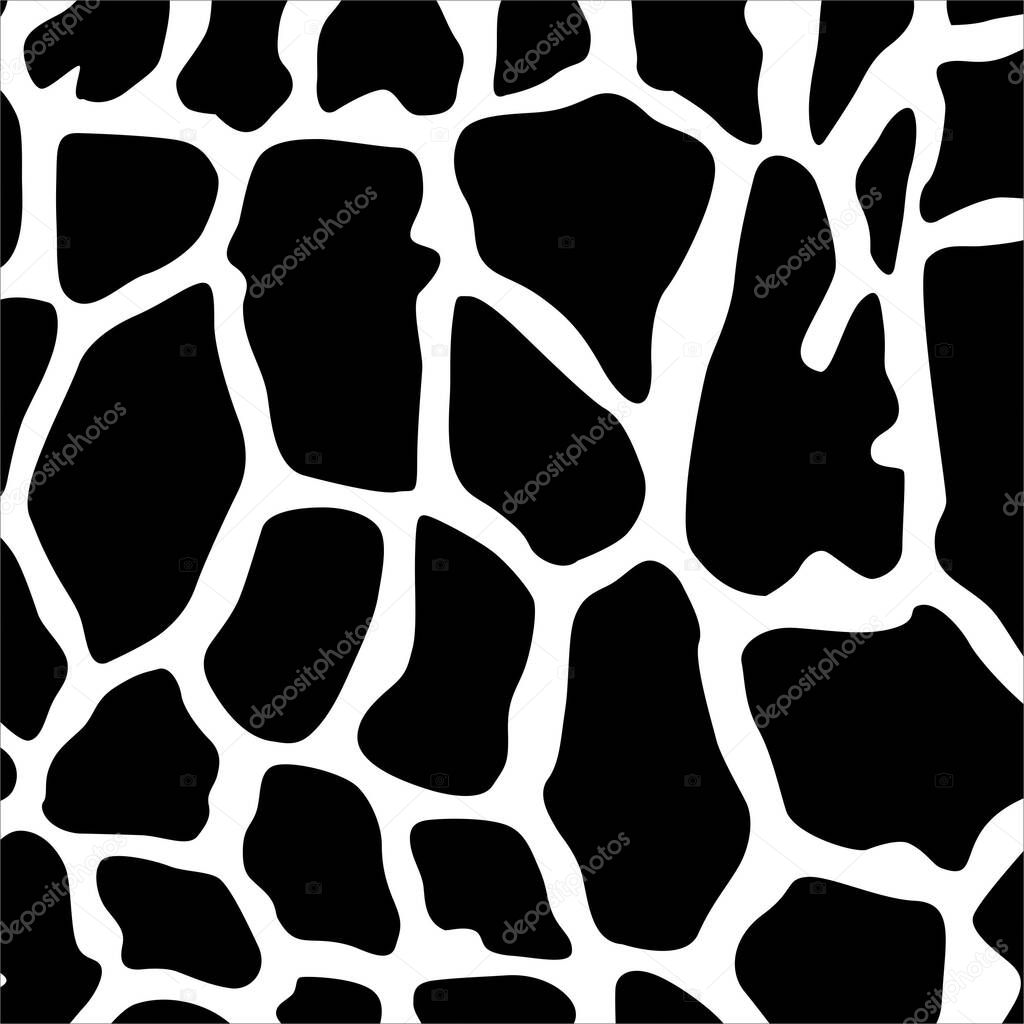 Giraffe Motifs Pattern in Black and White. Animal Print Series. Vector Illustration