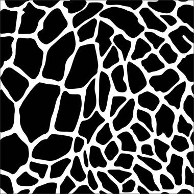 Siyah ve Beyaz Zürafa Motifleri. Hayvan Baskısı Serisi. Vektör İllüstrasyonu