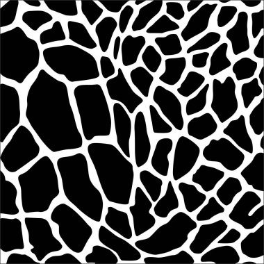 Siyah ve Beyaz Zürafa Motifleri. Hayvan Baskısı Serisi. Vektör İllüstrasyonu