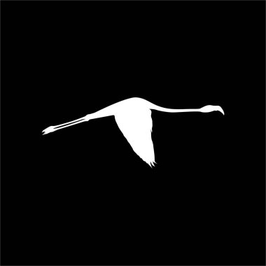 Uçan Flamingo Silueti. Vektör İllüstrasyonu
