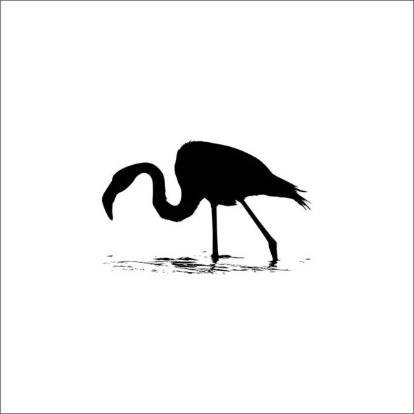 Flamingo Silueta Agua Ilustración Vectorial — Vector de stock