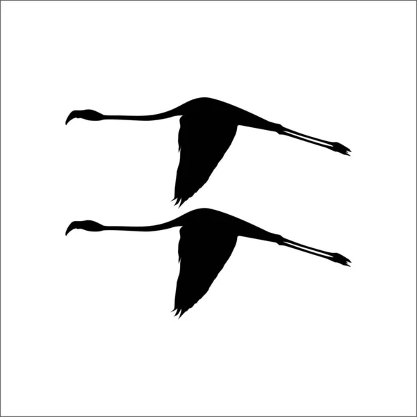 Paio Flamingo Volanti Silhouette Illustrazione Vettoriale — Vettoriale Stock
