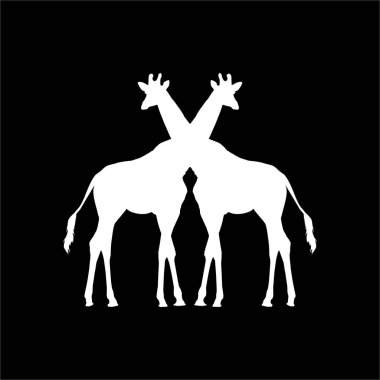 Logo ya da Grafik Tasarım Elementi için bir çift zürafa silueti. Vektör İllüstrasyonu