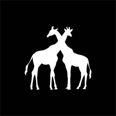 Logo ya da Grafik Tasarım Elementi için bir çift zürafa silueti. Vektör İllüstrasyonu