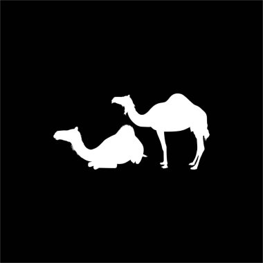 Logo ya da Grafik Tasarım Elementi için bir çift deve silueti. Vektör İllüstrasyonu