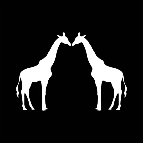 Logo Grafik Tasarım Elementi Için Bir Çift Zürafa Silueti Vektör — Stok Vektör
