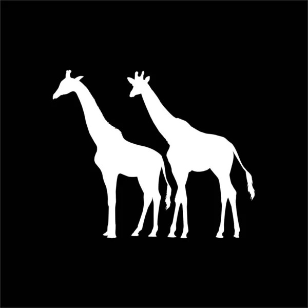 Una Coppia Silhouette Giraffa Logo Elemento Grafico Illustrazione Vettoriale — Vettoriale Stock