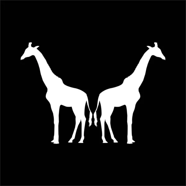 Una Coppia Silhouette Giraffa Logo Elemento Grafico Illustrazione Vettoriale — Vettoriale Stock