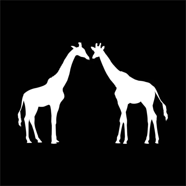 Logo Grafik Tasarım Elementi Için Bir Çift Zürafa Silueti Vektör — Stok Vektör