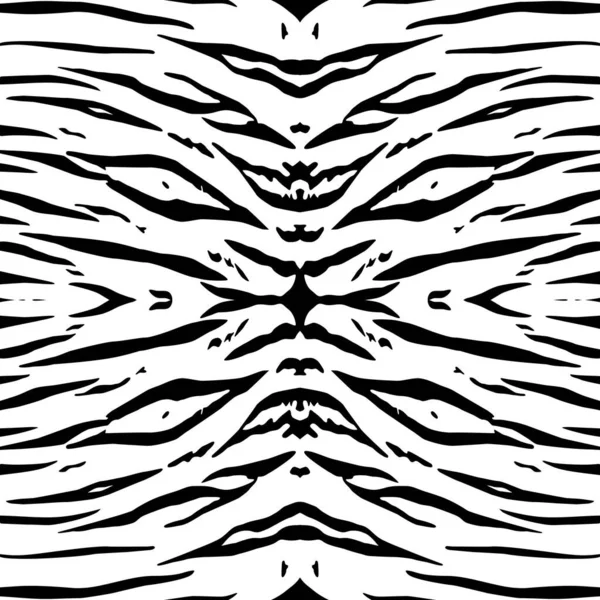 Wzór Czarno Białych Motywów Inspirowany Motywem Tygrysa Dekoracja Elewacji Szalik — Wektor stockowy