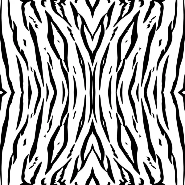 Wzór Czarno Białych Motywów Inspirowany Motywem Tygrysa Dekoracja Elewacji Szalik — Wektor stockowy