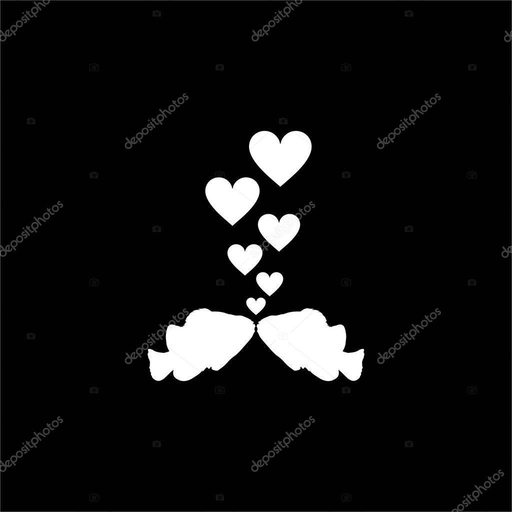 The Pair of The Ocellaris Clownfish (family Pomacentridae) Silhouette for Logo or Graphic Design Element. Vector Illustration
