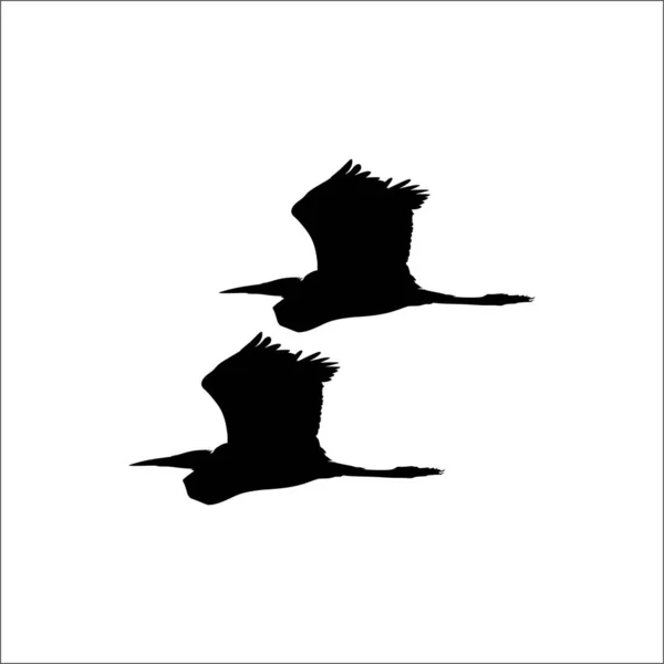 Paire Silhouettes Cigogne Volante Ciconiidae Oiseaux Illustration Vectorielle — Image vectorielle