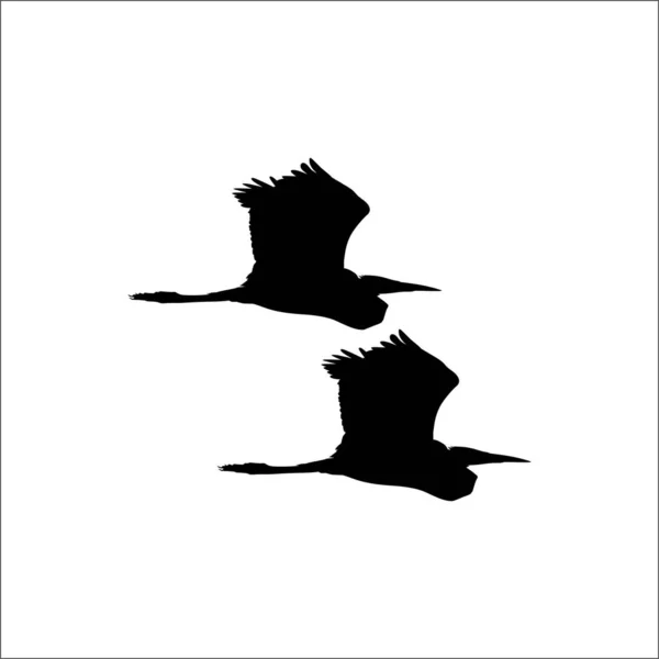 Pareja Cigüeña Voladora Bird Ciconiidae Silhouette Ilustración Vectorial — Vector de stock