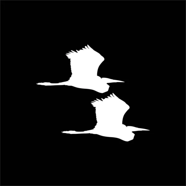 空飛ぶコウノトリ Bird Ciconiida シルエットのペア ベクターイラスト — ストックベクタ