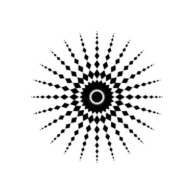 Mandala, Rhombus Kompozisyonu 'ndan yapıldı. Modern Mandala Logo, Dekorasyon veya Grafik Tasarım için. Vektör İllüstrasyonu