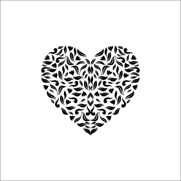 Ornamental Heart Shape Wedding Invitation Valentines Day Decoration Ornate Graphic — Stock Vector