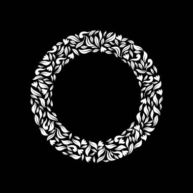 Yaprak, Organik Resim, Çiçek Kompozisyon Çemberi Süsleme, Dekorasyon veya Grafik Tasarım Elementi. Vektör İllüstrasyonu