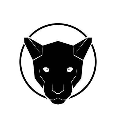 Logo veya Grafik Tasarım Elementi için Kara Panter Baş İllüstrasyonu. Vektör İllüstrasyonu
