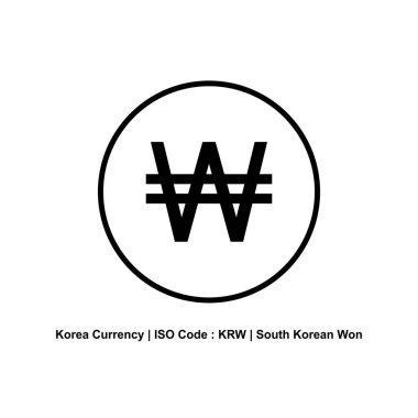 Korea Currency Icon Symbol, Won, KRW. Vector Illustration