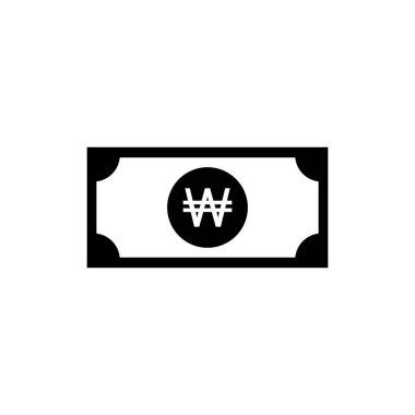 Kore Para Birimi Simgesi Simgesi, Won, KRW. Vektör İllüstrasyonu