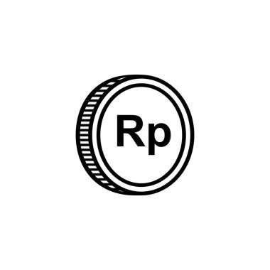 Endonezya Para Birimi Simgesi, IDR madeni parası, Rupiah madeni parası. Vektör İllüstrasyonu