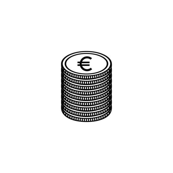 Tumpukan Uang Euro Tumpukan Simbol Ikon Uang Ilustrasi Vektor - Stok Vektor