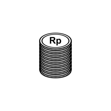 Stack of Indonesia Currency, Rupiah, IDR, Pile of Money Icon Symbol. Vector Illustration