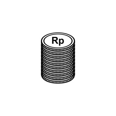 Stack of Indonesia Currency, Rupiah, IDR, Pile of Money Icon Symbol. Vector Illustration