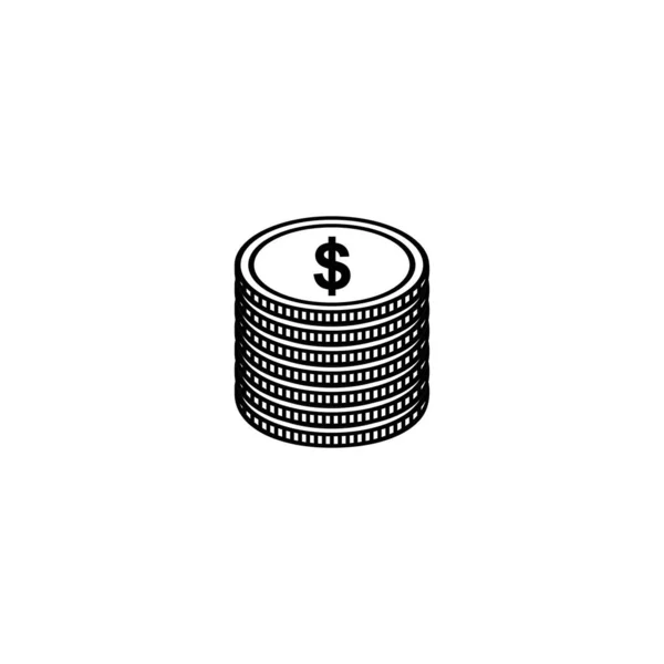 Stack Usa Currency Dollar Usd Pile Money Icon Symbol Vector — Stock Vector