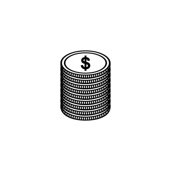 Stack Usa Currency Dollar Usd Pile Money Icon Symbol Vector — Stock Vector