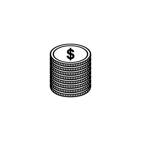 Stack Usa Currency Dollar Usd Pile Money Icon Symbol Vector — Vetor de Stock