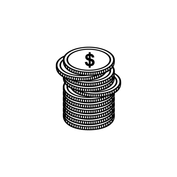 Stack Usa Currency Dollar Usd Pile Money Icon Symbol Vector — Stockvector