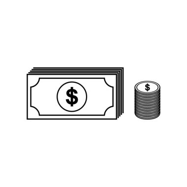 Stack of Dollar, USD Currency Icon Symbol. Vector Illustration