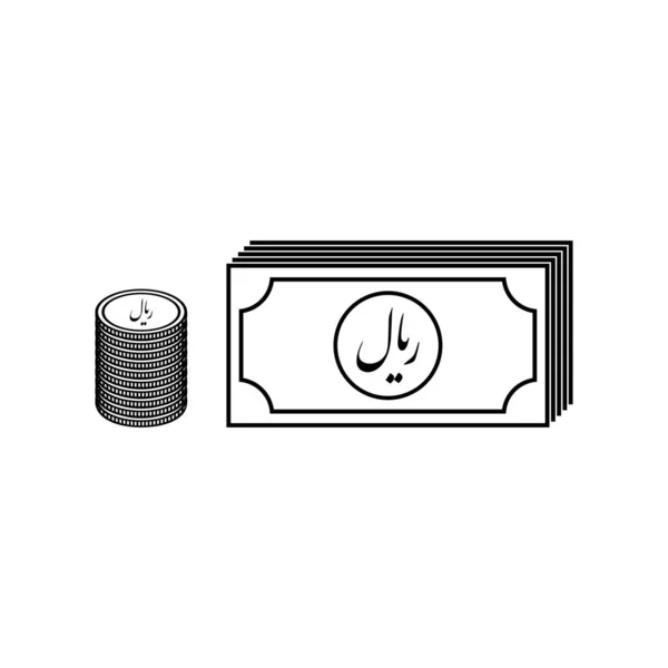 Στοίβα Από Rial Irr Iran Νόμισμα Εικονίδιο Σύμβολο Εικονογράφηση Διανύσματος — Διανυσματικό Αρχείο