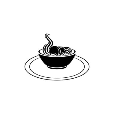 Meat Balls in the Cup. Silhouette of the Noodle Bowl for Logo or Graphic Design Element. Bakso. Vector Illustration 