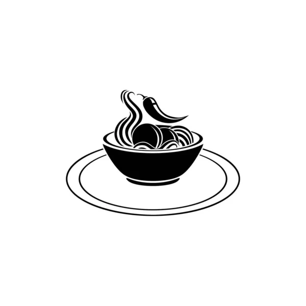 Spice Meat Balls Cup Silhouette Noodle Bowl Logo Graphic Design — ストックベクタ